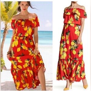 Lemon Print Maxi dress | Alexia Admor | XS